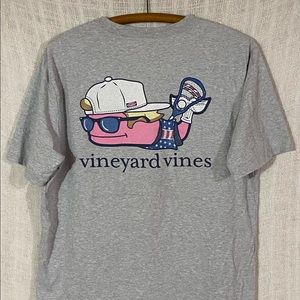 Vineyard Vines Lax Bro USA Gray Double Sided Pocket Tee